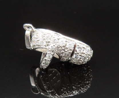 925 Sterling Silver  Vintage Sparkly Cubic Zirconia Shoe Charm Pendant PT20939