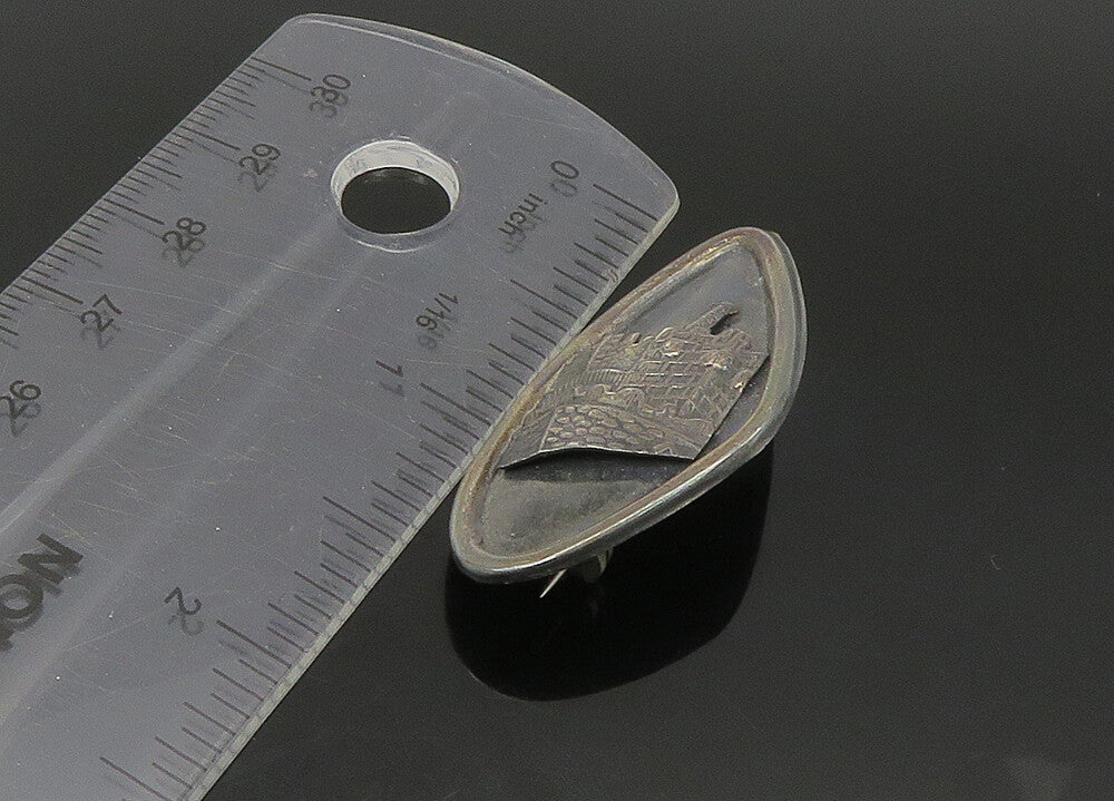 ISRAEL 925 Sterling Silver  Vintage Oxidized Old City Brooch Pin  BP8832