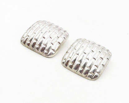 925 Sterling Silver  Vintage Shiny Brick Layer Non Pierce Earrings  EG5151