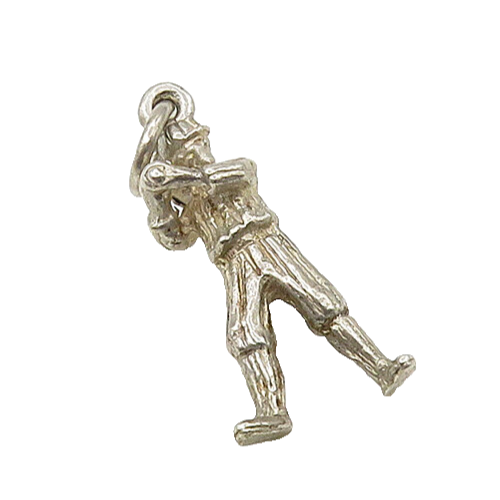 925 Sterling Silver  Vintage Shiny Petite Baseball Player Pendant  PT17233