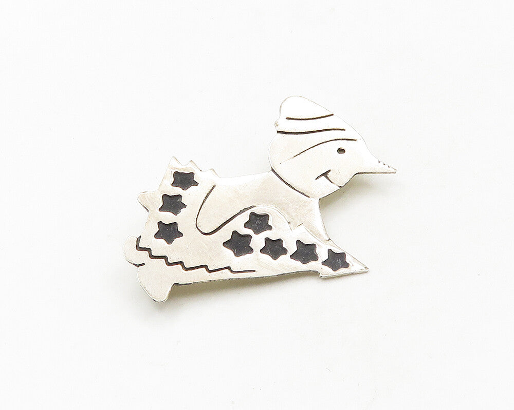925 Sterling Silver  Vintage Shiny Snowman & Christmas Tree Brooch Pin  BP7546