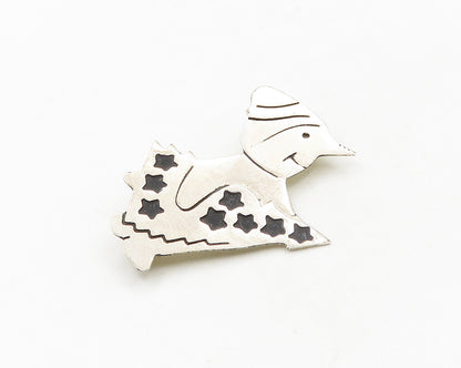 925 Sterling Silver  Vintage Shiny Snowman & Christmas Tree Brooch Pin  BP7546