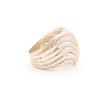 925 Sterling Silver Vintage Ring Solid Designer Wave Grooved  Sz 6.5  RG31900