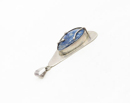 925 Sterling Silver  Vintage Sodalite Modernist Design Pendant  PT14050