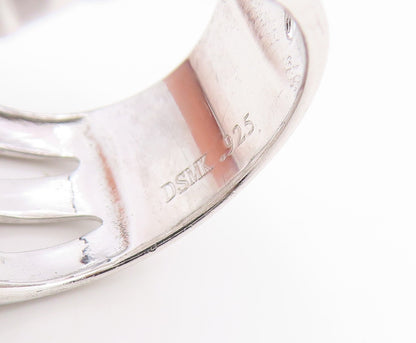 925 Sterling Silver Vintage Ring CZ Elegant Multi Row Wide Band  Sz 6.5  RG35117