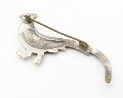 MEXICO 925 Sterling Silver  Vintage Petite Road Pheasant Brooch Pin  BP5002
