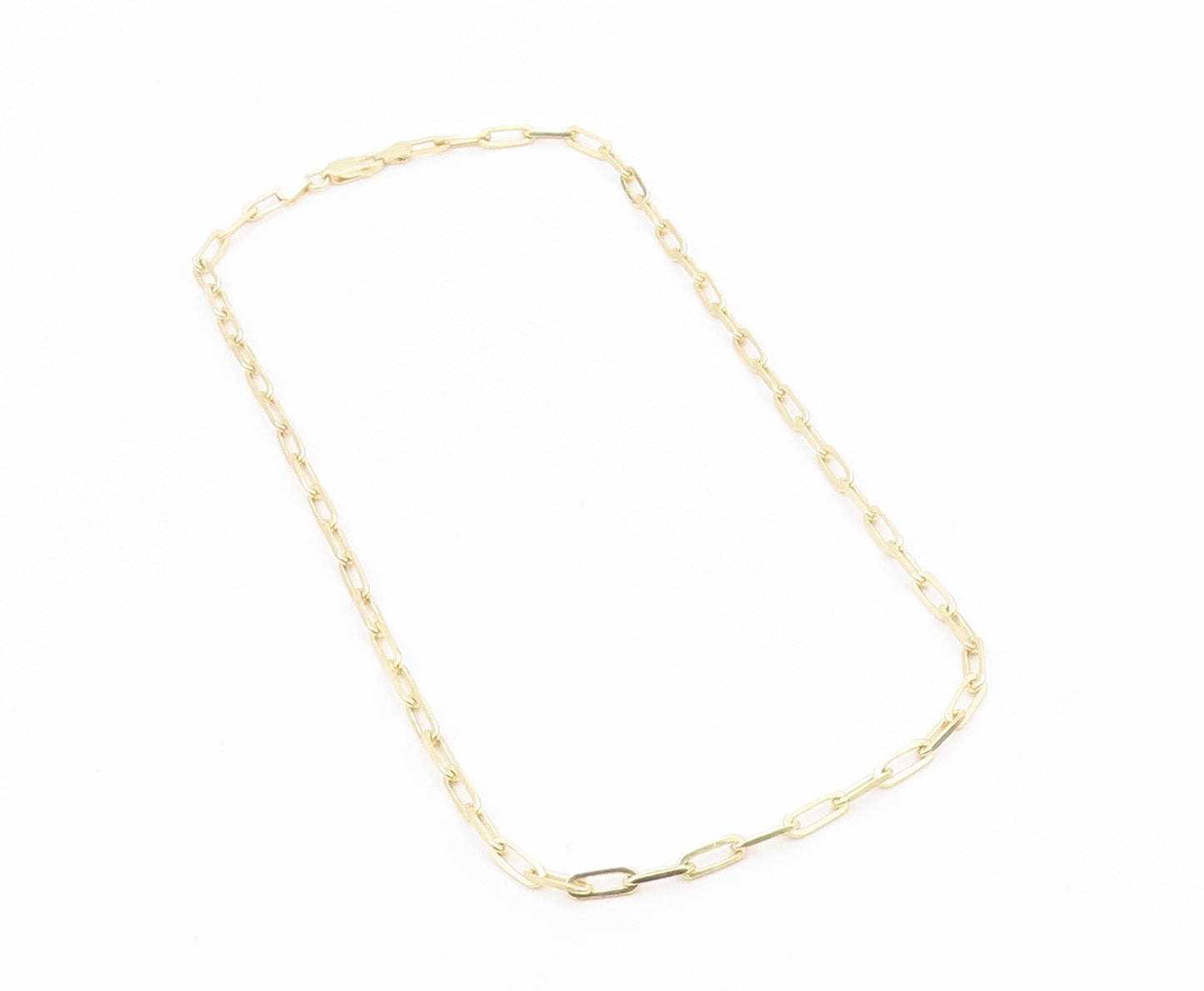 925 Sterling Silver Vintage Necklace Gold Plated Classic Paperclip Chain  NE4933