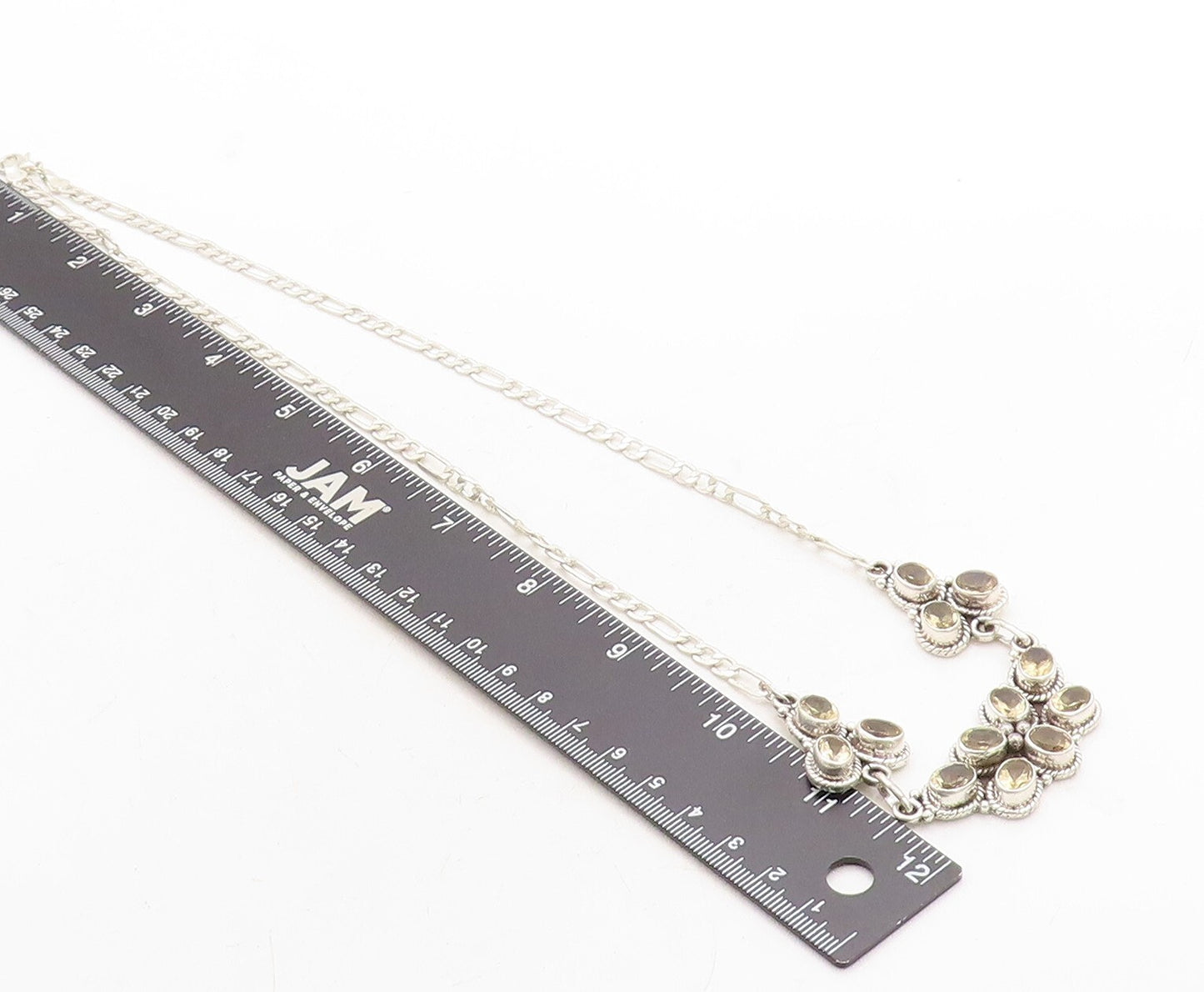 925 Sterling Silver  Yellow Topaz Oval Twist Link Shiny Chain Necklace  NE2156