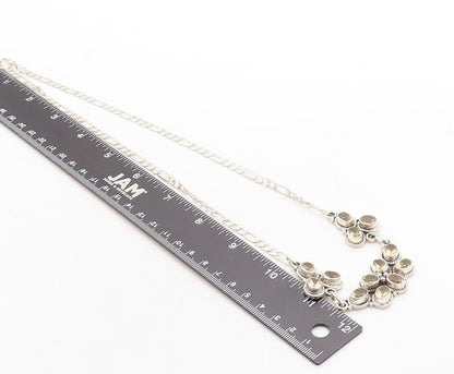 925 Sterling Silver  Yellow Topaz Oval Twist Link Shiny Chain Necklace  NE2156