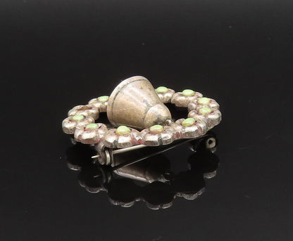 925 Silver  Vintage Antique Jingle Bell Serpentine Wreath Brooch Pin  BP9580