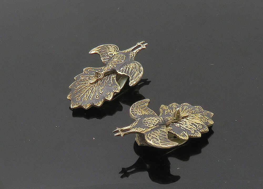 NAKON SIAM 925 Sterling Silver  Vintage Peacock Non Pierce Earrings  EG10212