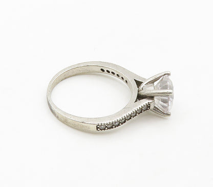 925 Sterling Silver  Cubic Zirconia Solitaire With Accents Ring Sz 6  RG15990