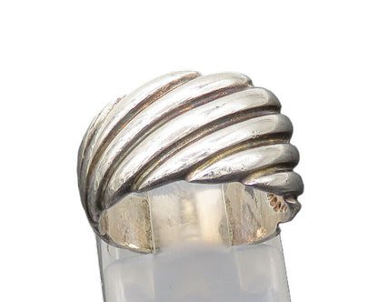 925 Sterling Silver  Vintage Shiny Slanted Fluted Band Ring Sz 5  RG21282