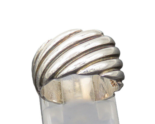 925 Sterling Silver  Vintage Shiny Slanted Fluted Band Ring Sz 5  RG21282