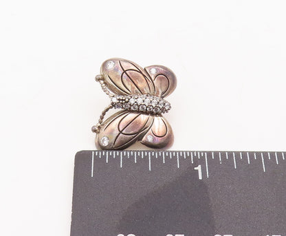 925 Sterling Silver Vintage Pendant PANDORA Solid Carved CZ Butterfly  PT23110