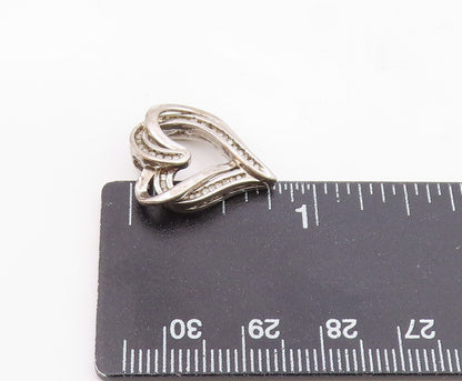 925 Sterling Silver   Vintage Genuine Diamonds Love Heart Pendant  PT10219