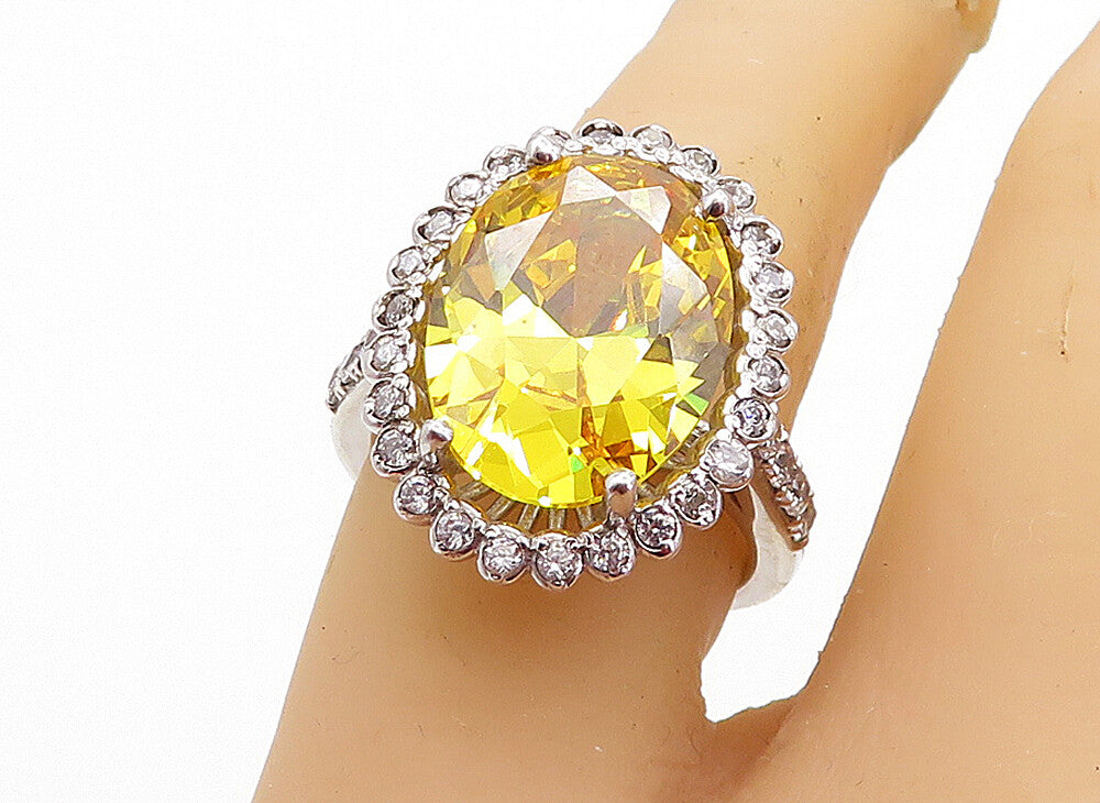 925 Sterling Silver  Victorian Cubic Zirconia Cocktail Ring Sz 6.5  RG5694
