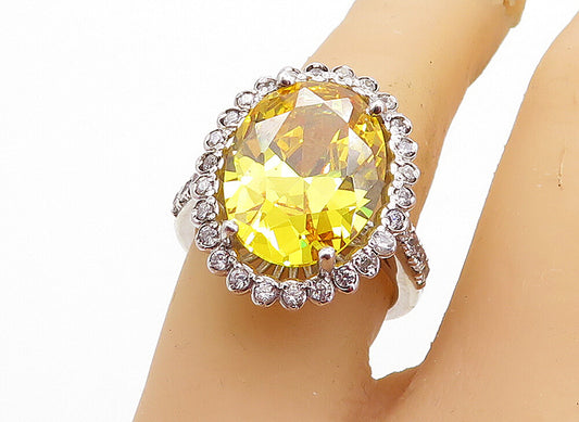 925 Sterling Silver  Victorian Cubic Zirconia Cocktail Ring Sz 6.5  RG5694
