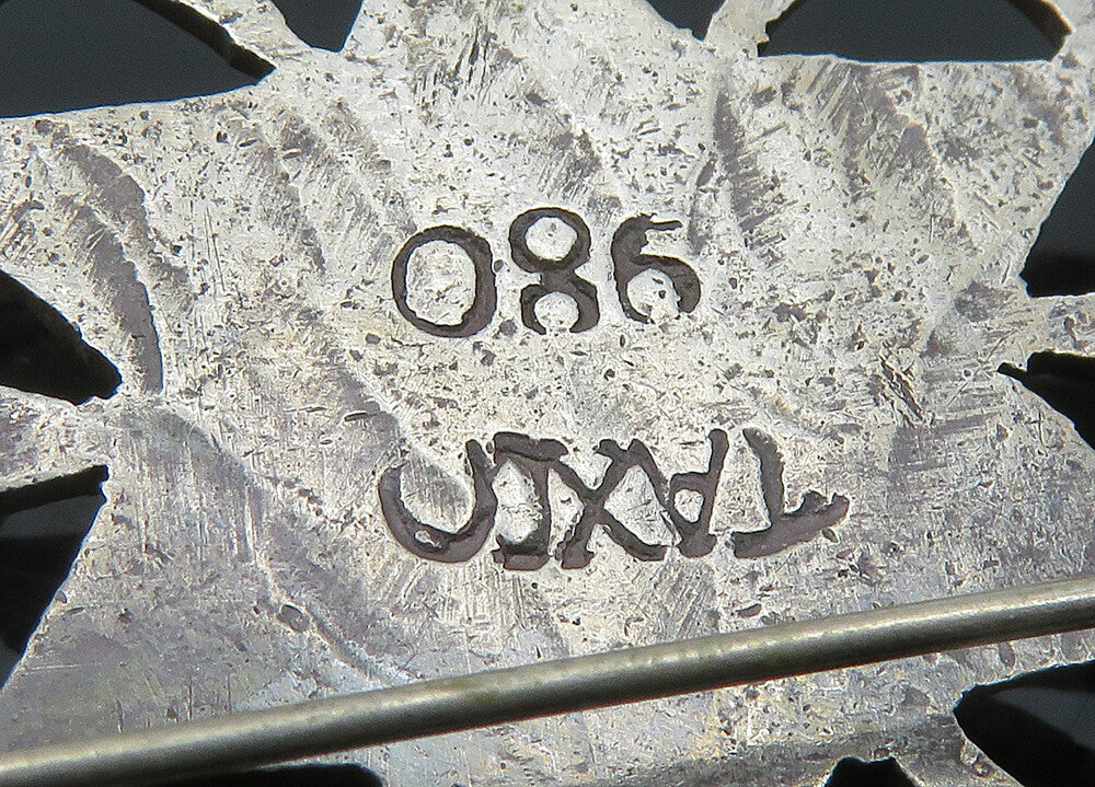 TAXCO 925 Sterling Silver  Vintage Antique Etched Star Brooch Pin  BP8138