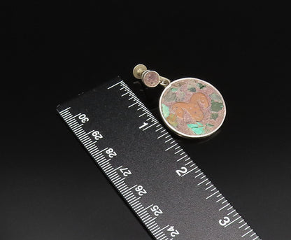 MEXICO 925 Silver  Vintage Two Tone Tumbled Jasper & Bull Earrings  EG12149