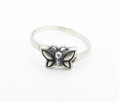 925 Sterling Silver  Vintage Petite Butterfly Motif Band Ring Sz 9  RG6092