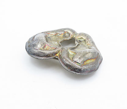 925 Sterling Silver  Vintage Antique Dark Tone Sculpted Brooch Pin  BP1286