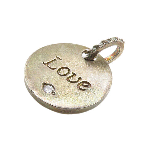 925 Sterling Silver  Vintage Petite Cubic Zirconia Love Drop Pendant  PT11721