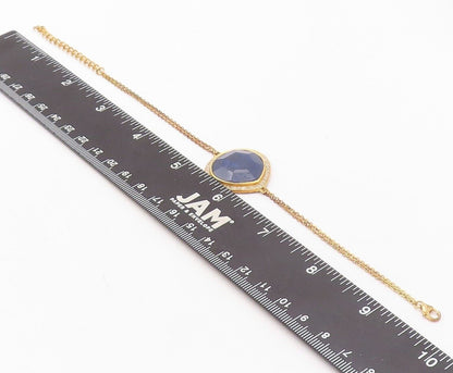 925 Sterling Silver Vintage Bracelet Gold Plated Gemstone & Diamonds BT10724
