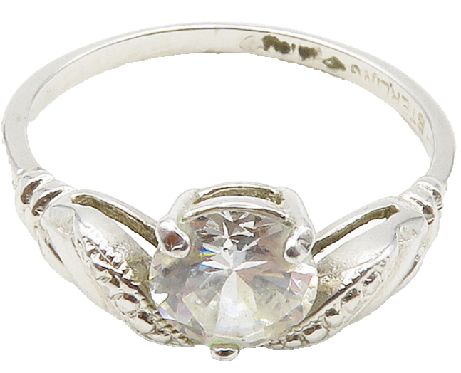 925 Sterling Silver  Sparkling Cubic Zirconia Solitaire Ring Sz 8  RG15507