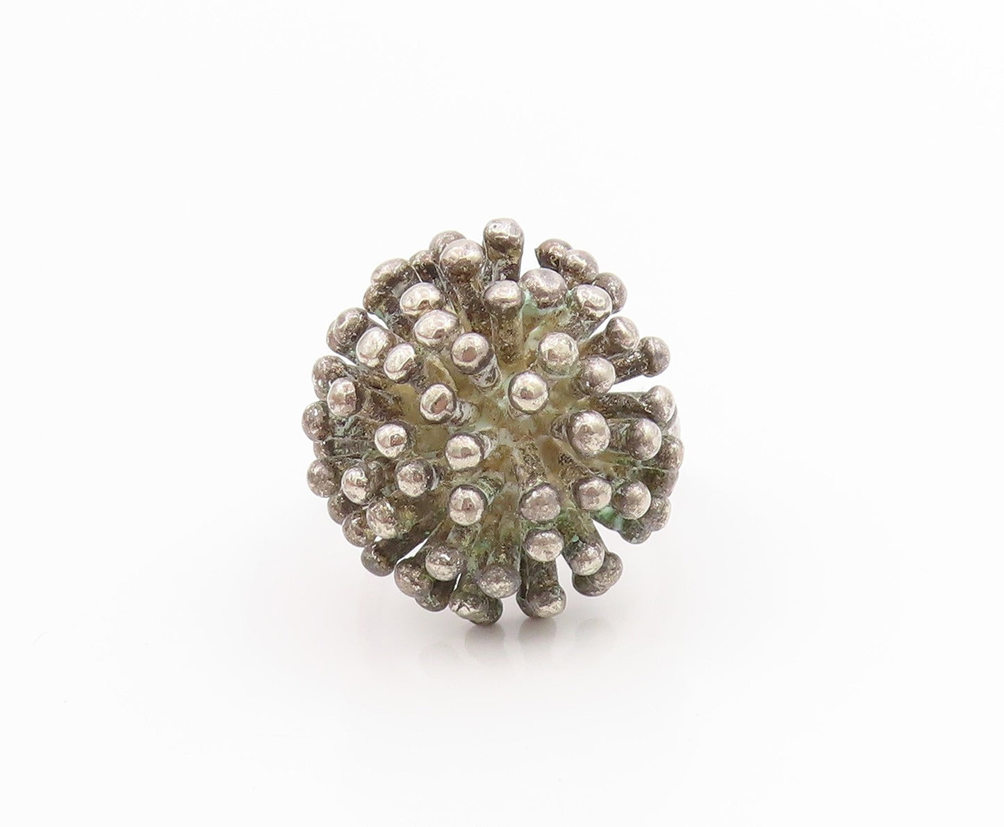 925 Sterling Silver Vintage Ring Dark Tone Amorphous Dome Band  Sz 7.5  RG33902