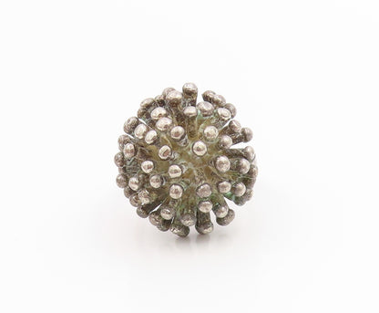 925 Sterling Silver Vintage Ring Dark Tone Amorphous Dome Band  Sz 7.5  RG33902