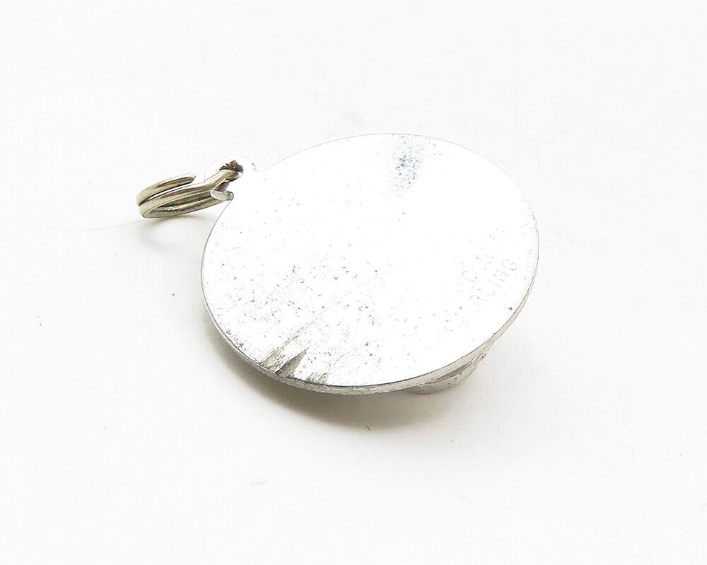 925 Sterling Silver  Vintage Shiny Graduation Day Round Drop Pendant  PT7553