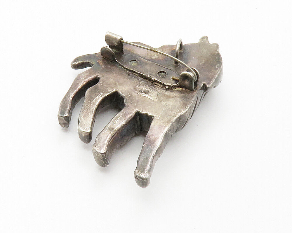 925 Sterling Silver  Vintage Oxidized Zebra Animal Motif Brooch Pin  BP5572