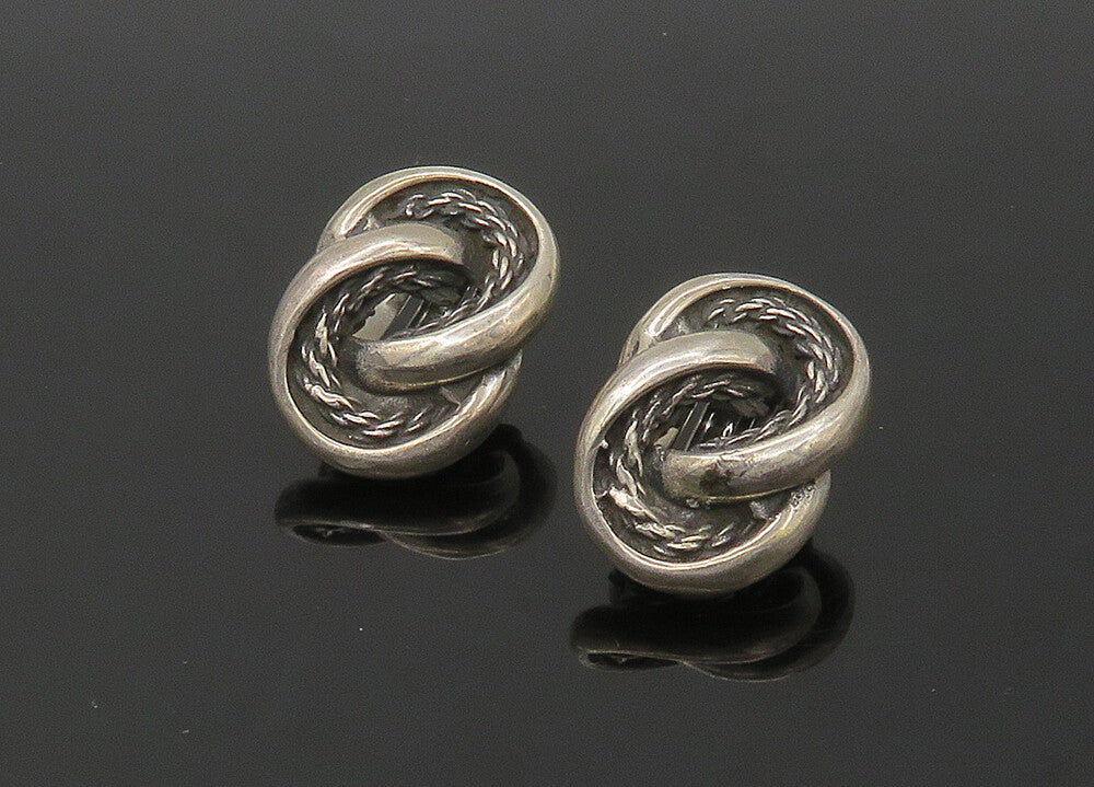 925 Sterling Silver  Vintage Rope Twist Knot Non Pierce Earrings  EG11045