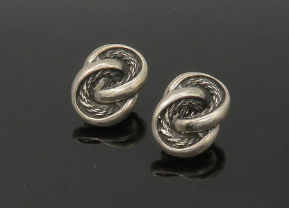 925 Sterling Silver  Vintage Rope Twist Knot Non Pierce Earrings  EG11045