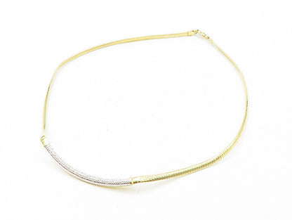 925 Sterling Silver  Genuine Diamonds Gold Plated Snake Chain Necklace  NE2970