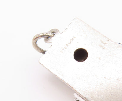 925 Sterling Silver  Vintage Shiny Etched Numbers Square Pendant  PT16910