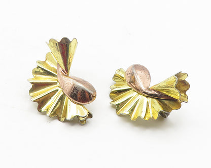 MONET 925 Silver  Vintage Two Tone Modernist Non Pierce Drop Earrings  EG5954