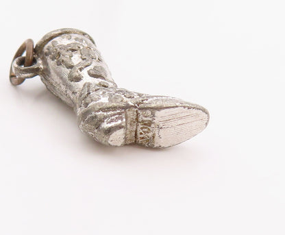 925 Sterling Silver Vintage Pendant Turquoise Floral Cow Boy Boot Charm  PT24756