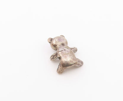 925 Sterling Silver  Vintage Petite Teddy Bear Dark Tone Pendant  PT17316