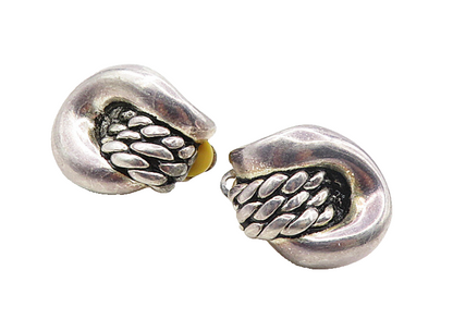 AIRESS 925 Sterling Silver  Vintage Rope Twist Non Pierce Earrings  EG4932