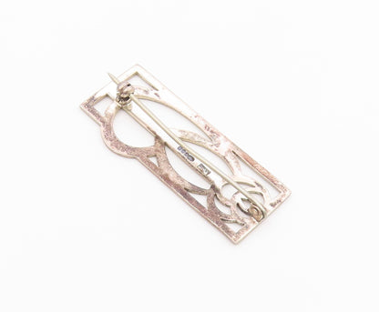 ENGLAND 925 Sterling Silver  Vintage Shiny Smooth Outline Brooch Pin  BP8336