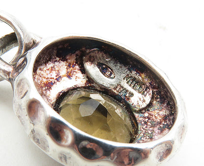 925 Sterling Silver  Vintage Faceted Smoky Topaz Oval Dome Pendant  PT7118