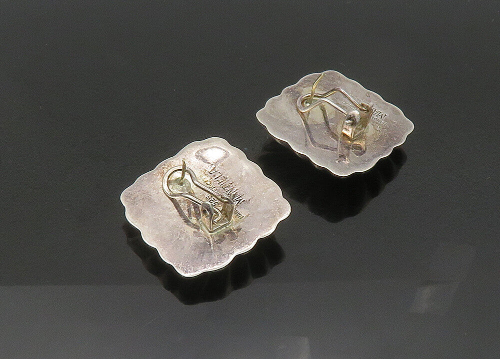 MANILLA 925 Silver  Vintage Shiny Hollow Fluted Square Drop Earrings  EG10580