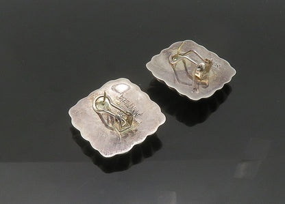 MANILLA 925 Silver  Vintage Shiny Hollow Fluted Square Drop Earrings  EG10580