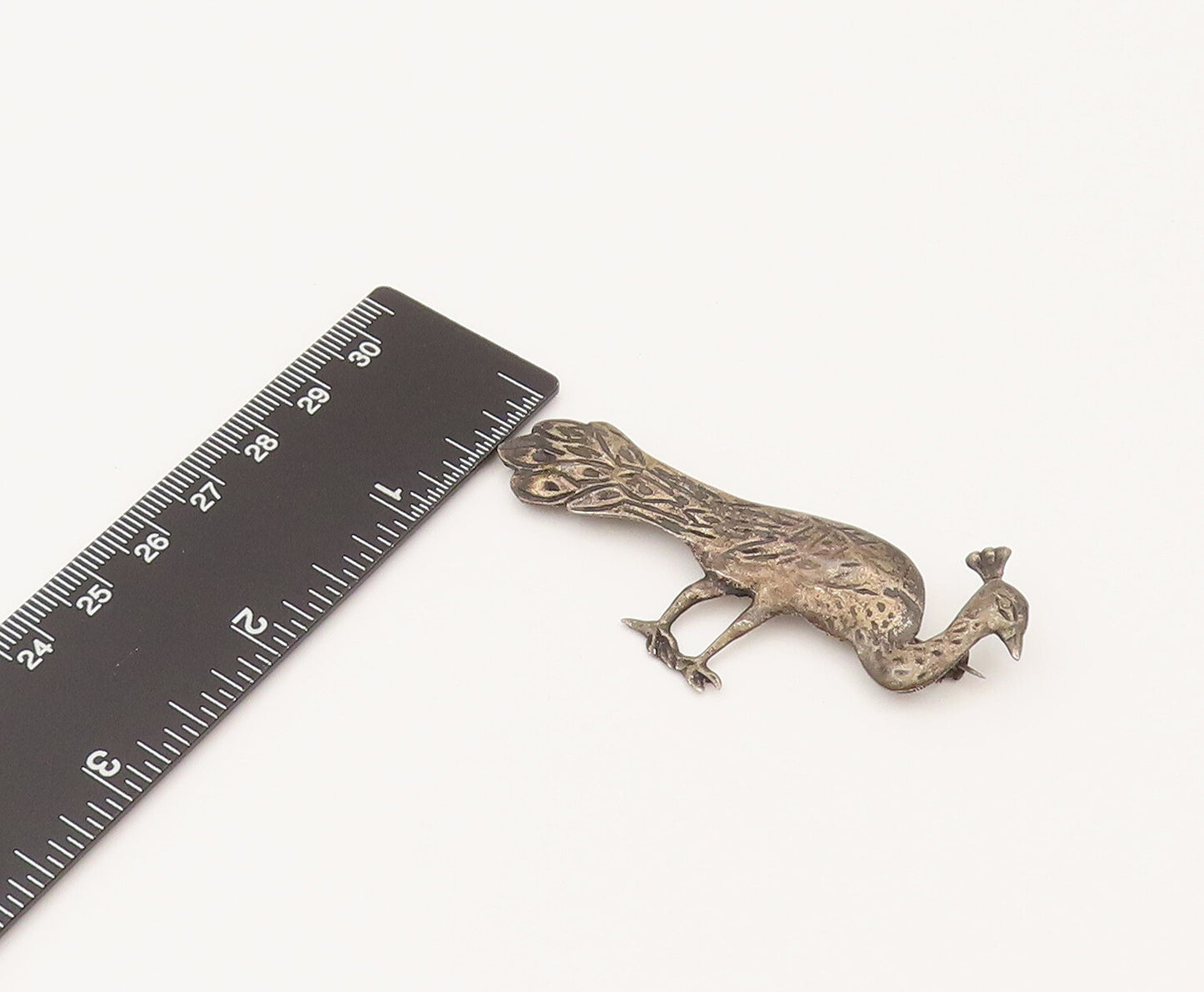 925 Sterling Silver  Vintage Antique Peacock Bird Brooch Pin  BP10209