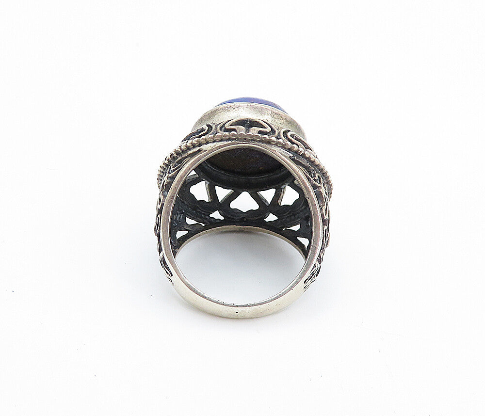 925 Sterling Silver Vintage Purple Jasper Dome Cocktail Ring Sz 7 RG7975