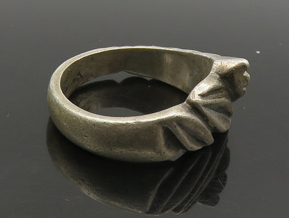 925 Sterling Silver  Vintage Leaf Motif Bypass Band Ring Sz 6  RG23952