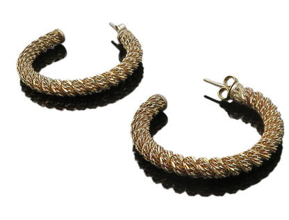 925 Sterling Silver  Vintage Dark Tone Rope Twist JHoop Earrings  EG6700
