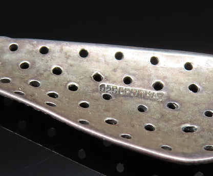 925 Silver  Vintage Fashion Hammered Open Holes Triangular Earrings  EG11984
